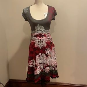 Gray & Red Desigual Dress. Size Small. NWT